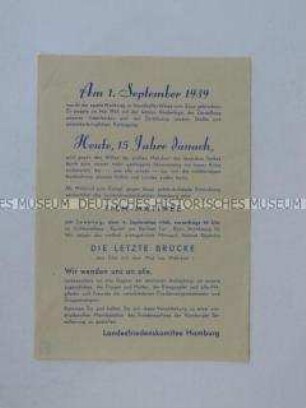 Propagandaflugblatt der Hamburger Friedensbewegung gegen die atomare Aufrüstung der Bundesrepublik mit einer Einladung zu einer Filmvorführung