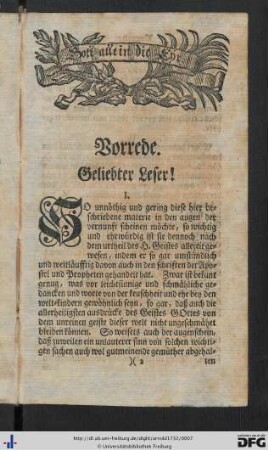 Vorrede. Geliebter Leser!