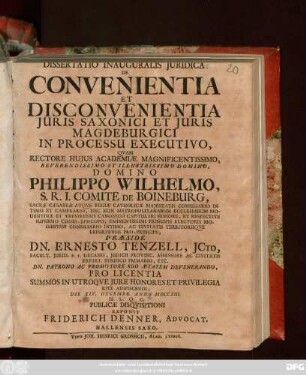 Dissertatio Inauguralis Juridica, De Convenientia Et Disconvenientia Juris Saxonici Et Juris Magdeburgici In Processu Executivo