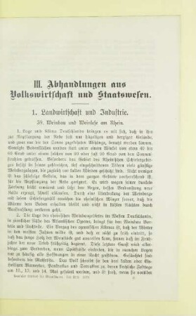 III. Abhandlungen aus Volkswirtschaft und Staatswesen