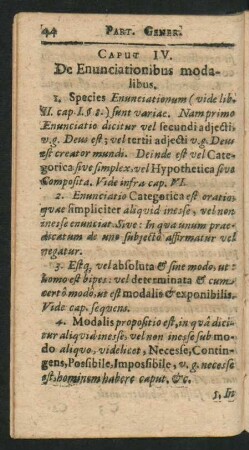 Caput IV. De Enunciationibus modalibus.
