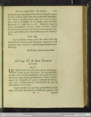 Ad Cap. XI. de Jure Domini in Feudo