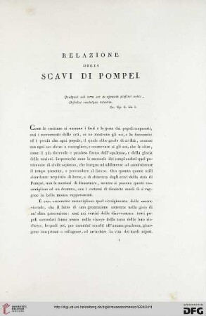 1: Relazione degli scavi di Pompei
