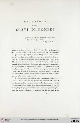 1: Relazione degli scavi di Pompei