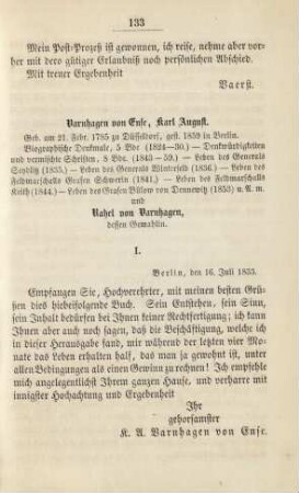 Varnhagen von Ense, Karl August ... und Rahel von Varnhagen
