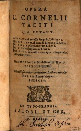 Opera C. Cornelii Taciti quae extant