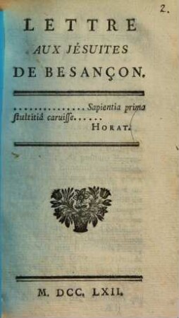 Lettre aux Jésuites de Besançon