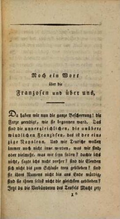Noch ein Wort über die Franzosen und über uns