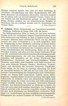 359 [Rezension] Kleine Bücherkunde zur Geschichtswissenschaft