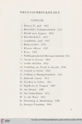 Theo von Brockhusen - Gemälde (Nr. 1 - 32)