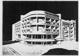 Wettbewerb Wohn- und Geschäftshaus, BMW-Haus, 1. und 2. Stufe (nicht realisiert) – Skizzenmappe: Modellansicht. Berlin-Charlottenburg, Kurfürstendamm 31, Uhlandstraße 177/178