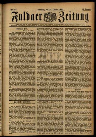 Ausgabe vom Samstag, den 15. Oktober 1892.