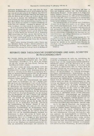 Referate über theologische Dissertationen und Habil.-Schriften in Maschinenschrift