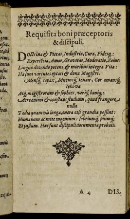 Requisita boni præceptoris & discipuli.