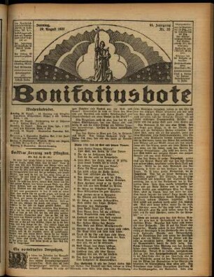 Erste Ausgabe vom Sonntag, den 28. August 1927.