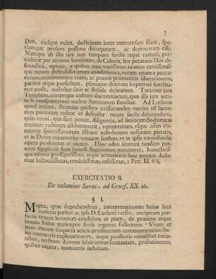 Exercitatio II. De velamine Sarae, ad Genes. XX. 16.