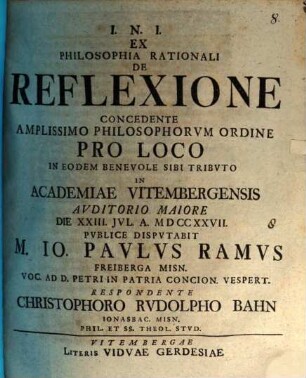 Ex philosophia rationali, de reflexione
