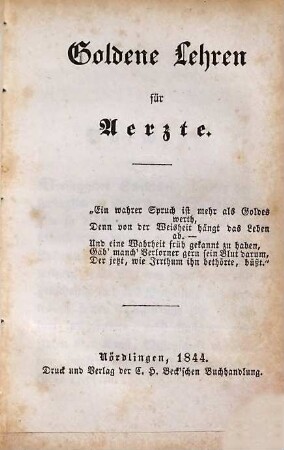 Goldene Lehren für Aerzte