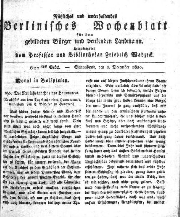 622stes Stueck, Sonnabend, den 2. December 1820