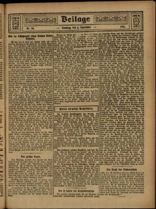Zweite Ausgabe vom Sonntag, den 04. September 1921.