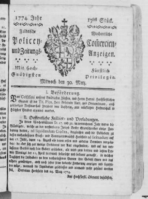 13tes Stück., Ausgabe vom 30. März 1774
