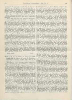 263-265 [Rezension] Weiffenbach, Wilhelm, Zur Auslegung der Stelle Philipper II, 5-11. Zugleich ein Beitrag zur paulinischen Christologie