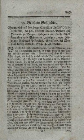 Ehrengedächtniß des Herrn Christian Anton Brunnemann's.
