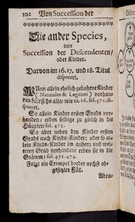 102-107, Von Succession der Descendenten