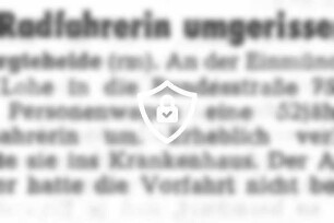 Radfahrerin umgerissen