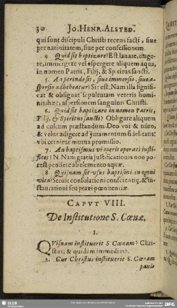 Caput VIII. De Institutione S. Coenae