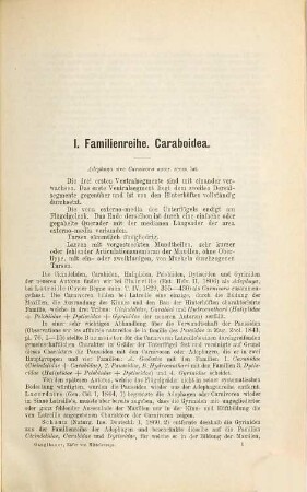 Die Käfer von Mitteleuropa : die Käfer der österreichisch-ungarischen Monarchie, Deutschlands, der Schweiz, sowie des französischen und italienischen Alpengebietes, 1. Familienreihe Caraboidea