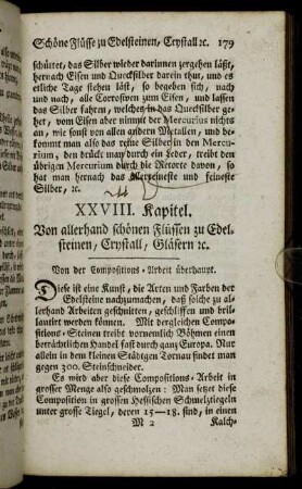 XXVIII. Kapitel. Von allerhand schönen Flüssen zu Edelsteinen, Crystall, Gläsern etc.