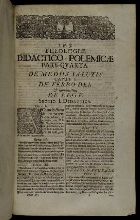 Pars Quarta. De Mediis Salutis.