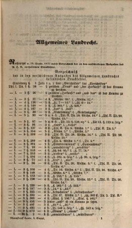Allgemeines Landrecht für die preussischen Staaten : in Verbindung mit den ergänzenden, abändernden und erläuternden Gesetzen, Königlichen Verordnungen und Justiz-Ministerial-Rescripten, [6]. Erster Supplement-Band, enthaltend die Ergänzungen etc. zum Allg. Landrecht seit dem Jahre 1838