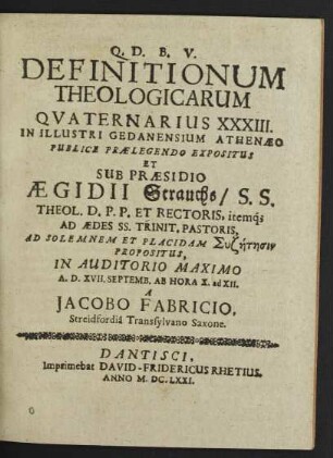 Definitionum Theologicarum Quaternarius XXXIII.