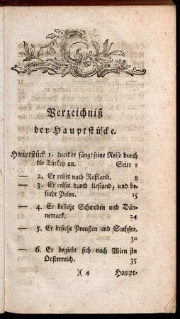 Verzeichniß der Hauptstücke
