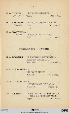 Tableaux Divers (Nr. 18-24)