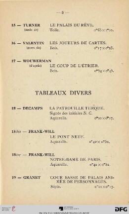 Tableaux Divers (Nr. 18-24)
