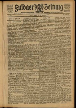 Erste Ausgabe vom Freitag, den 22. November 1907.