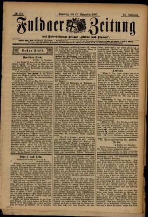 Erste Ausgabe vom Samstag, den 27. November 1897.