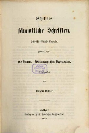 Schillers sämmtliche Schriften : historisch-kritische Ausgabe, 2. Die Räuber