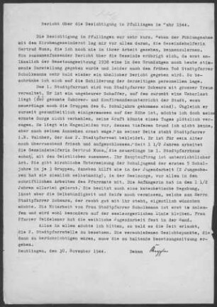 Pfullingen: Inspektionsbericht (Bericht über die Besichtigung) 1944