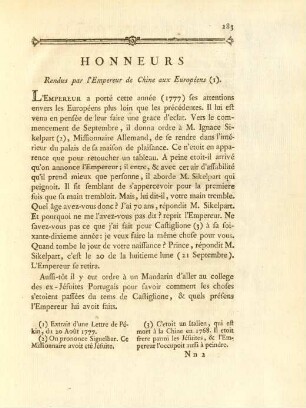 Honneurs rendus en Chine aux Européens