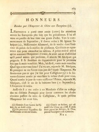 Honneurs rendus en Chine aux Européens