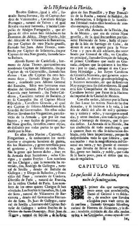 Cap. 7. Lo que sucedió à la Armada la pri-mera noche de su Navegación.