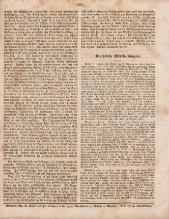 628 Kirchliche Mittheilungen