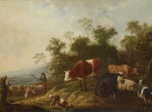 Landschaft mit Hirte und Vieh