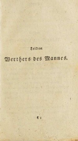 Leiden Werthers des Mannes