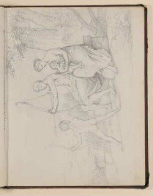Antikisierende Szene mit Vater und Sohn beim Bogenschießen [aus einem Skizzenbuch von unbekannter Hand, evtl. des Louis Thomassin]