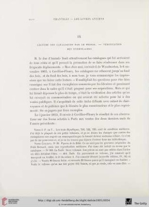 IX. Lecture des catalogues par le Prince